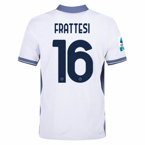 Nike Inter Milan Authentic Davide Frattesi Away Jersey w/ Serie A   Scudetto Patch 24/25 (White/Silver)