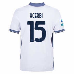 Nike Inter Milan Authentic Francesco Acerbi Away Jersey w/ Serie A   Scudetto Patch 24/25 (White/Silver)