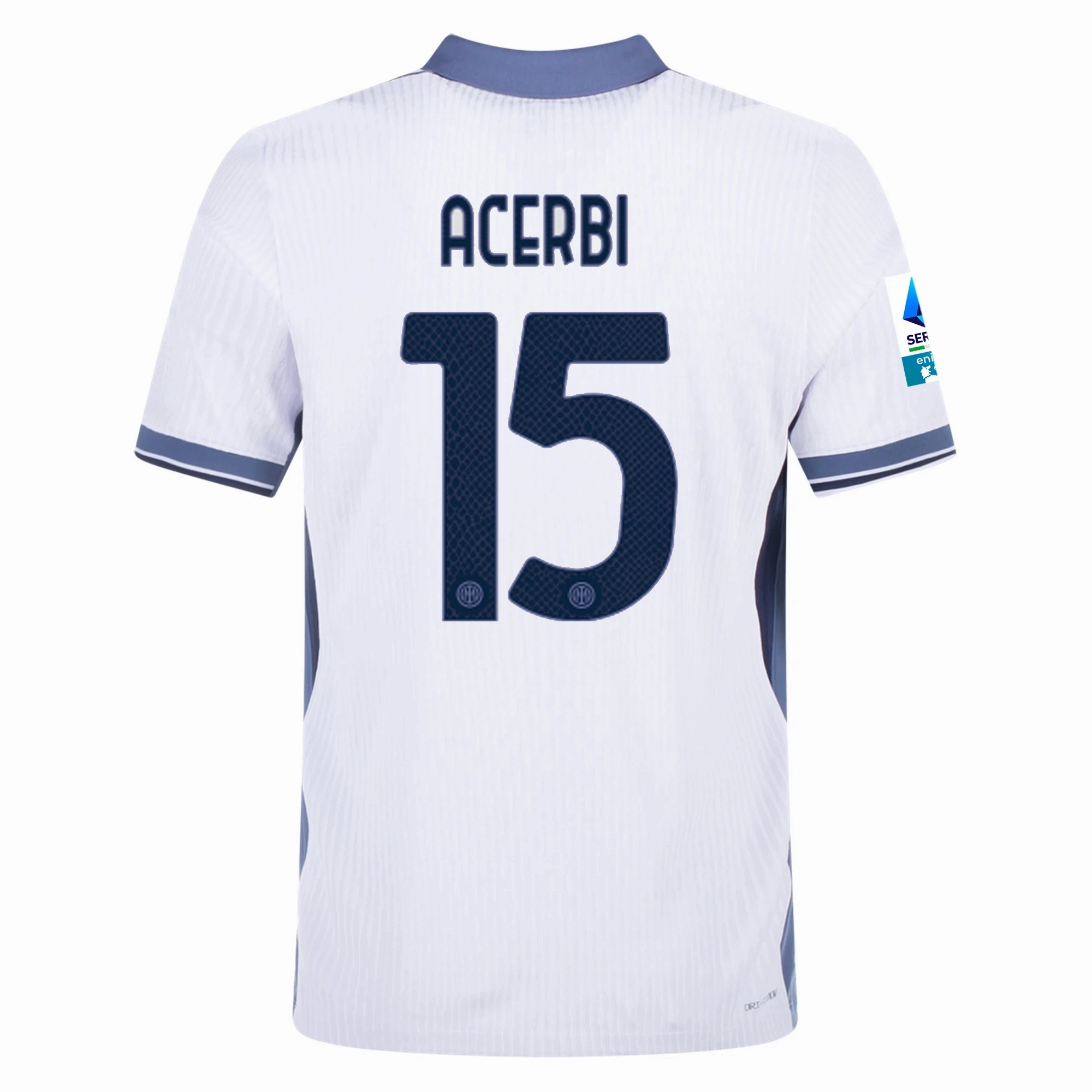 Nike Inter Milan Authentic Francesco Acerbi Away Jersey w/ Serie A   Scudetto Patch 24/25 (White/Silver)