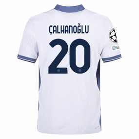 Nike Inter Milan Authentic Hakan Çalhanoğlu Away Jersey w/ Champions League   Scudetto Patch 24/25 (White/Silver)