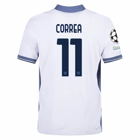 Nike Inter Milan Authentic Joaquin Correa Away Jersey w/ Champions League   Scudetto Patch 24/25 (White/Silver)