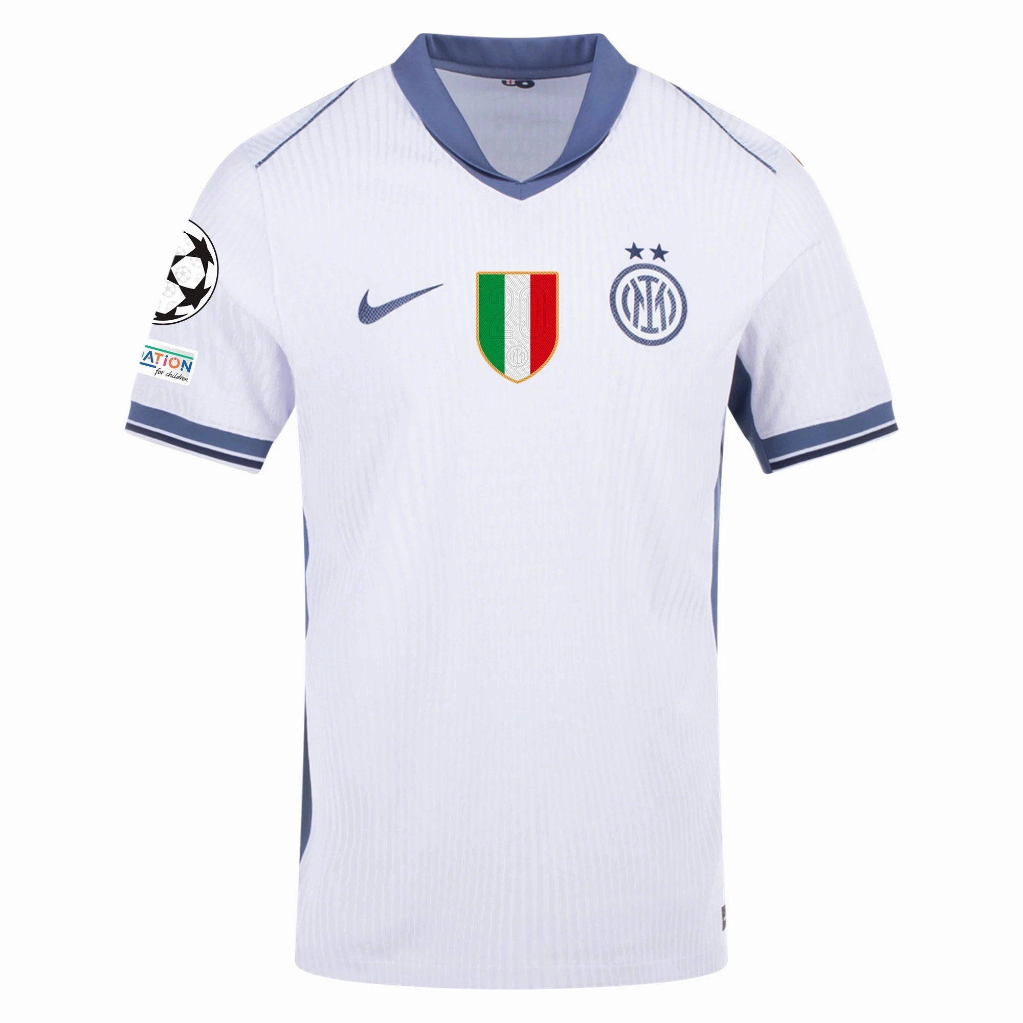 Nike Inter Milan Authentic Joaquin Correa Away Jersey w/ Champions League   Scudetto Patch 24/25 (White/Silver)