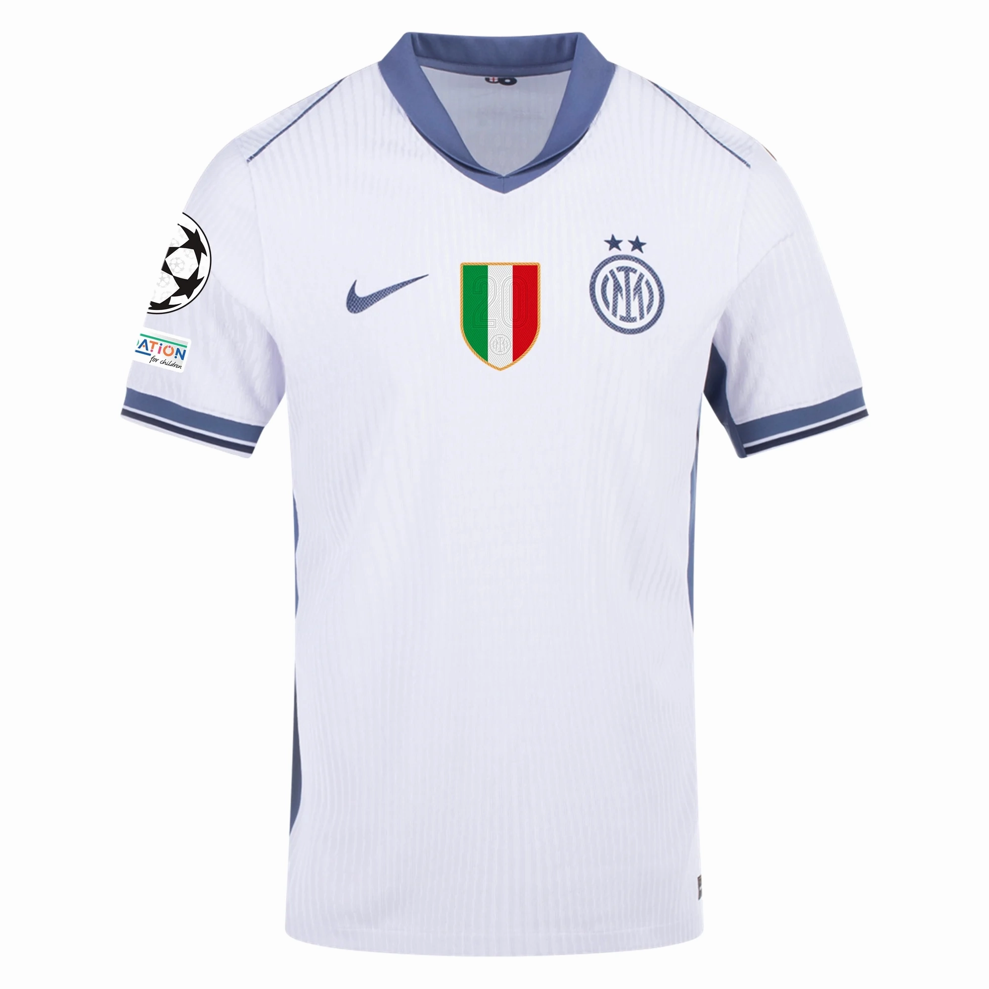 Nike Inter Milan Authentic Kristjan Asllani Away Jersey w/ Champions League   Scudetto Patch 24/25 (White/Silver)