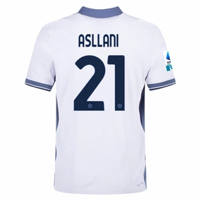 Nike Inter Milan Authentic Kristjan Asllani Away Jersey w/ Serie A   Scudetto Patch 24/25 (White/Silver)