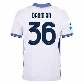 Nike Inter Milan Authentic Matteo Darmian Away Jersey w/ Serie A   Scudetto Patch 24/25 (White/Silver)