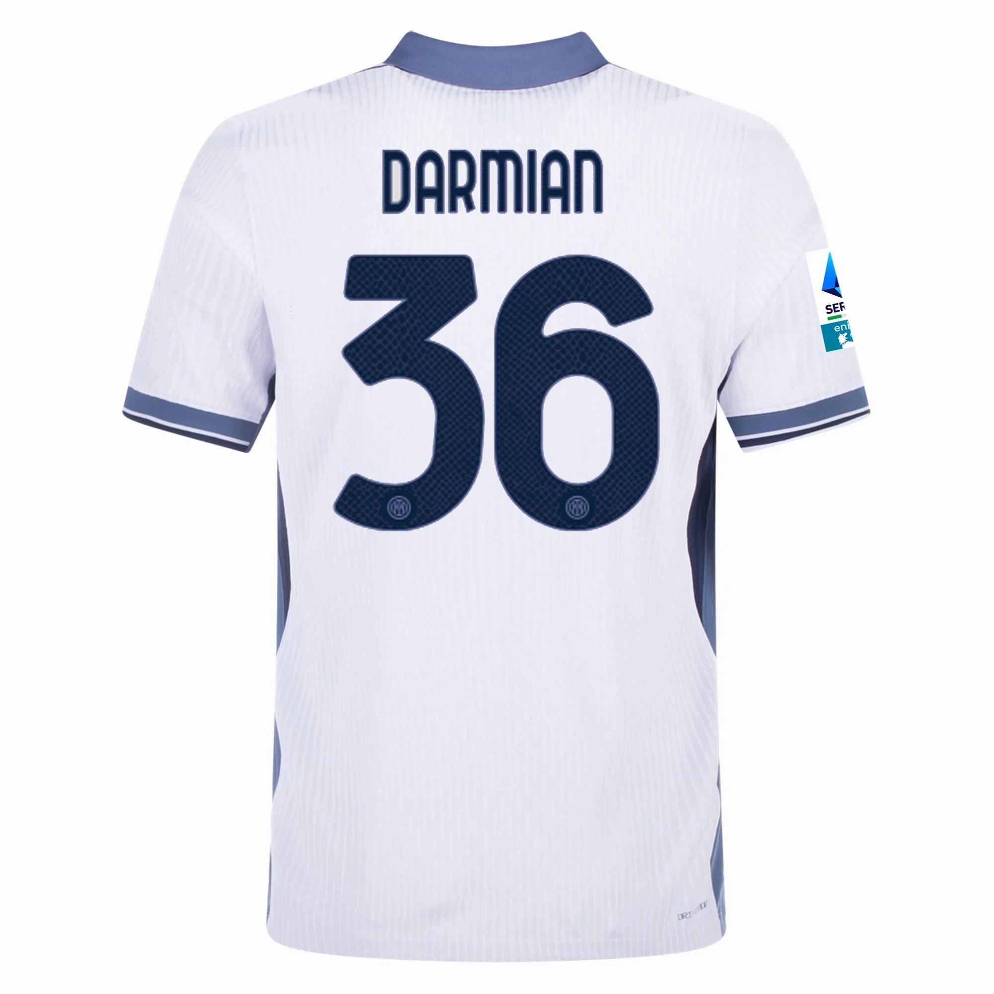 Nike Inter Milan Authentic Matteo Darmian Away Jersey w/ Serie A   Scudetto Patch 24/25 (White/Silver)