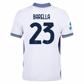 Nike Inter Milan Authentic Nicolò Barella Away Jersey w/ Serie A   Scudetto Patch 24/25 (White/Silver)