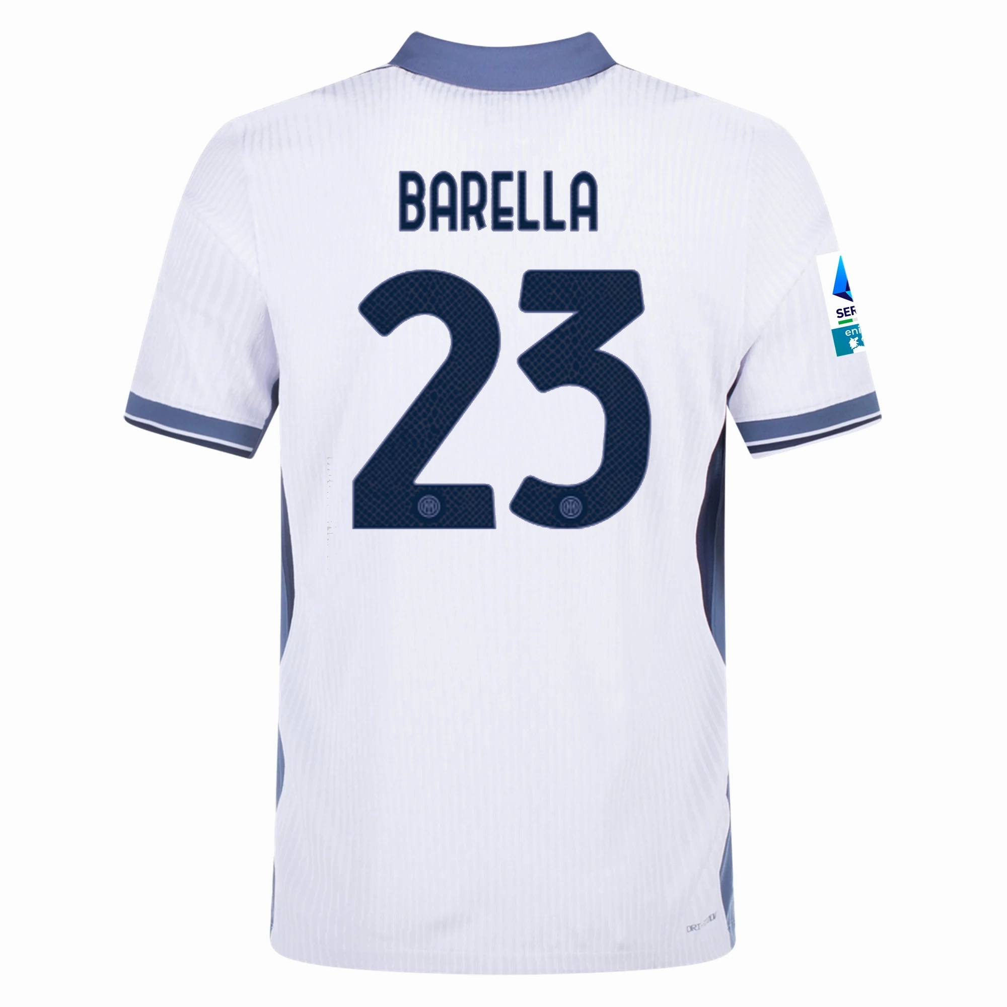 Nike Inter Milan Authentic Nicolò Barella Away Jersey w/ Serie A   Scudetto Patch 24/25 (White/Silver)