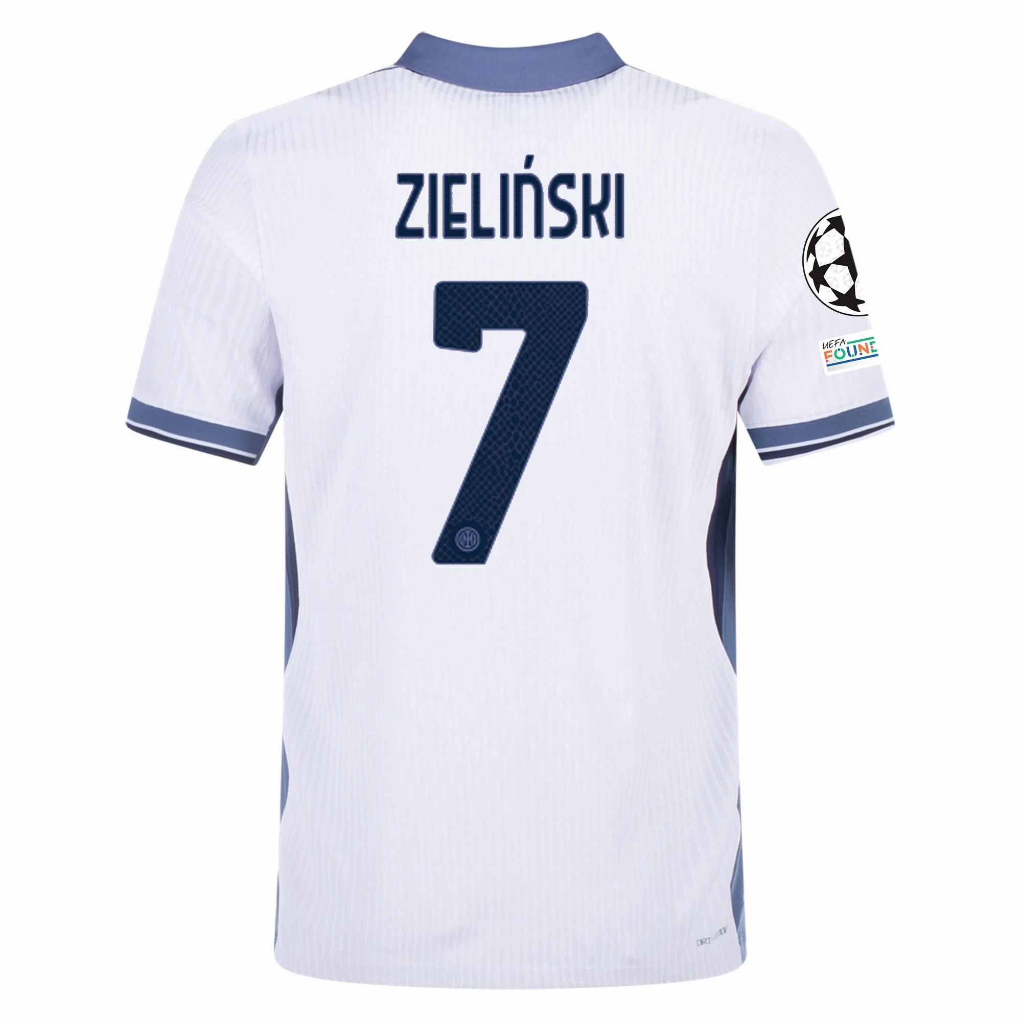 Nike Inter Milan Authentic Piotr Zieliński Away Jersey w/ Champions League   Scudetto Patch 24/25 (White/Silver)