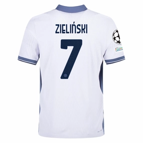 Nike Inter Milan Authentic Piotr Zieliński Away Jersey w/ Champions League   Scudetto Patch 24/25 (White/Silver)