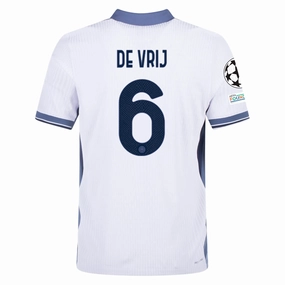Nike Inter Milan Authentic Stefan de Vrij Away Jersey w/ Champions League   Scudetto Patch 24/25 (White/Silver)