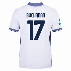 Nike Inter Milan Authentic Tajon Buchanan Away Jersey w/ Serie A   Scudetto Patch 24/25 (White/Silver)