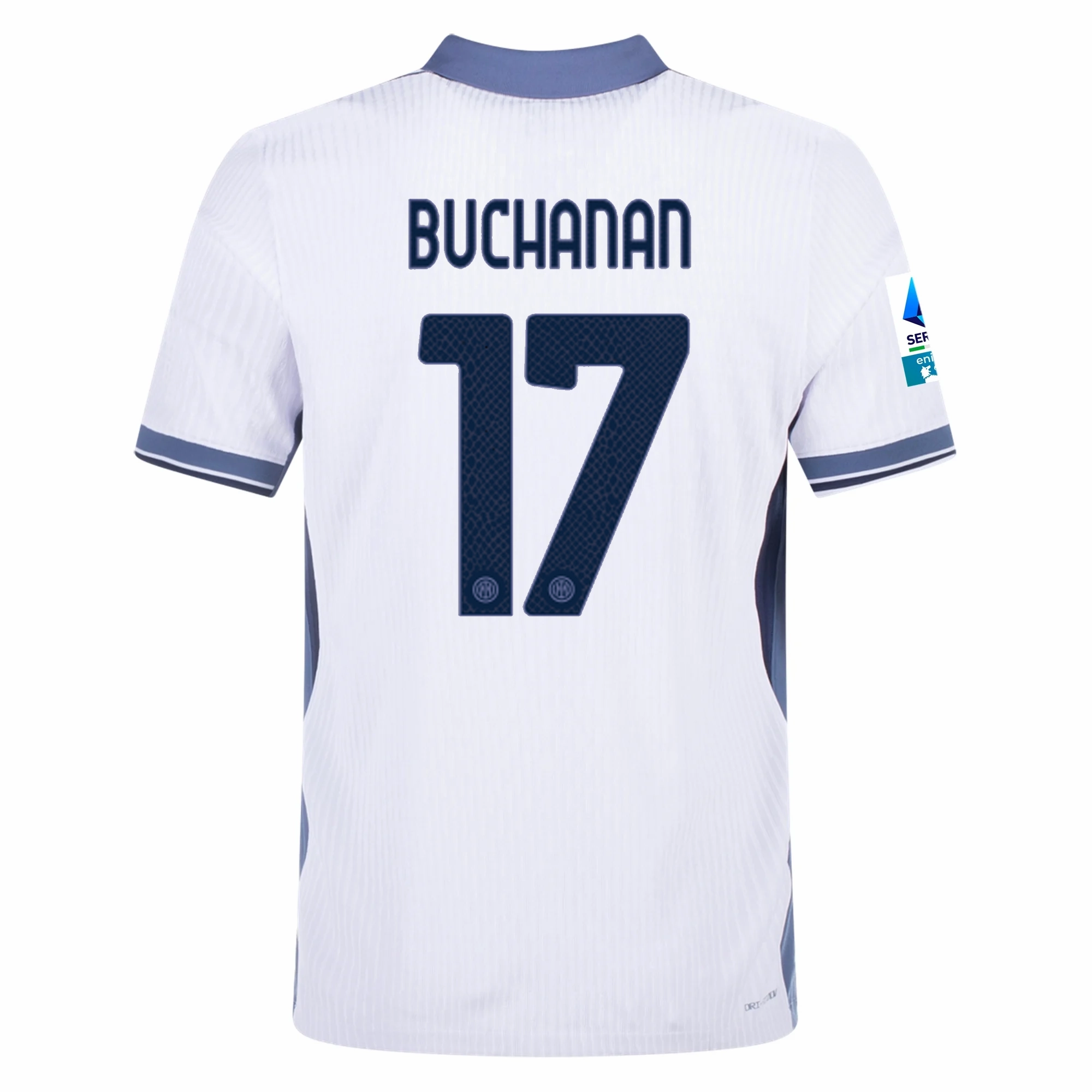 Nike Inter Milan Authentic Tajon Buchanan Away Jersey w/ Serie A   Scudetto Patch 24/25 (White/Silver)