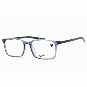 Nike Men's Eyeglasses - Clear Lens Rectangular Shape Blue Plastic Frame | 7282 412