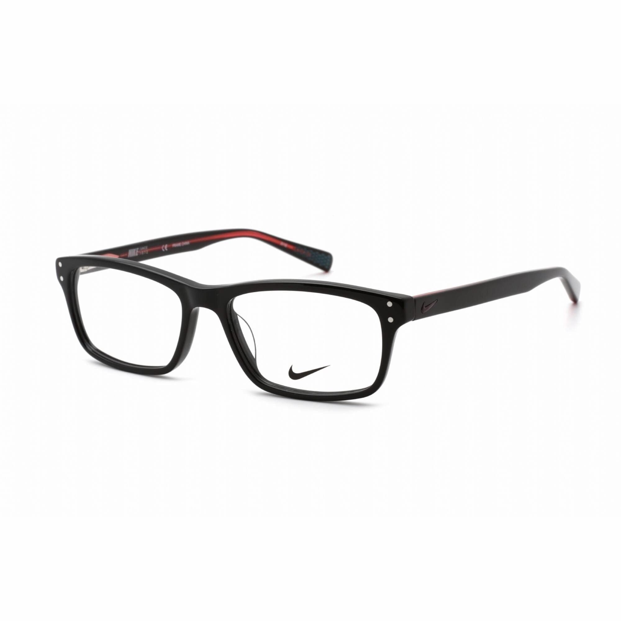 Nike Men's Eyeglasses - Full Rim Black/Total Crimson Rectangular Plastic | 7242 002