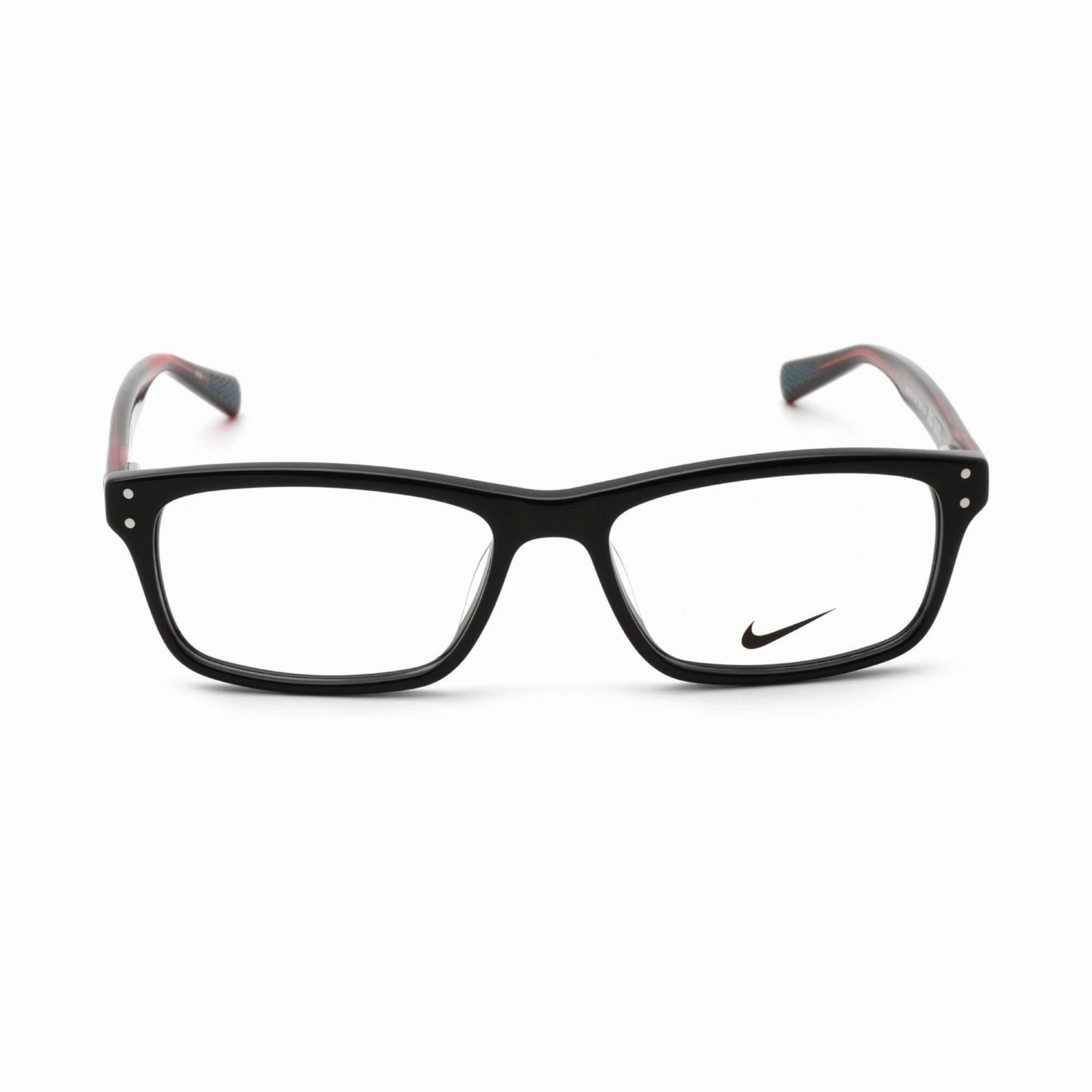 Nike Men's Eyeglasses - Full Rim Black/Total Crimson Rectangular Plastic | 7242 002