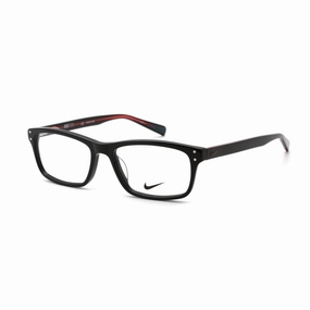 Nike Men's Eyeglasses - Full Rim Black/Total Crimson Rectangular Plastic | 7242 002