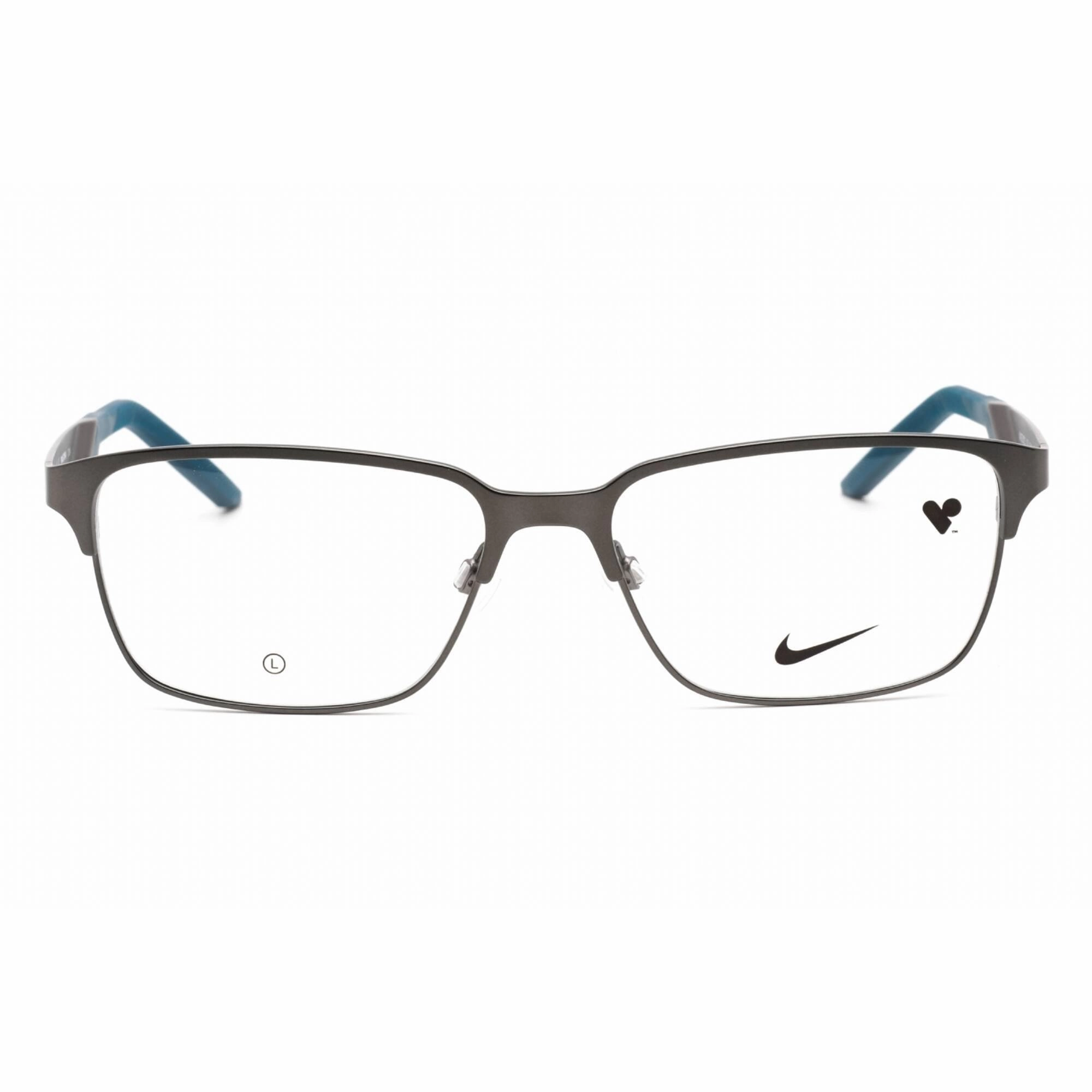 Nike Men's Eyeglasses - Full Rim Satin Gunmetal/Space Blue Metal Frame | NIKE 8213 074