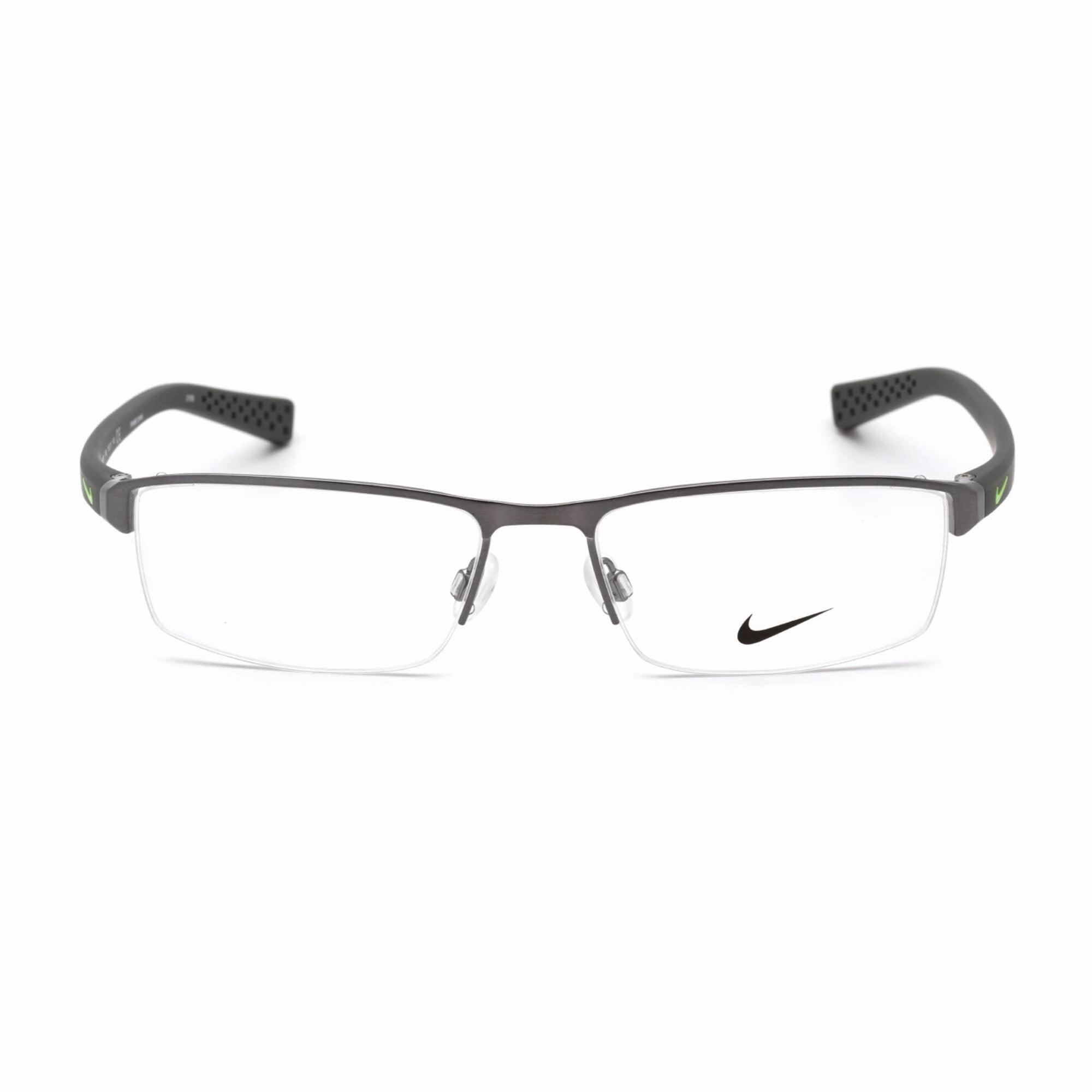 Nike Men's Eyeglasses - Half Rim Black Rectangular Shape Metal Frame | NIKE 8097 (068)