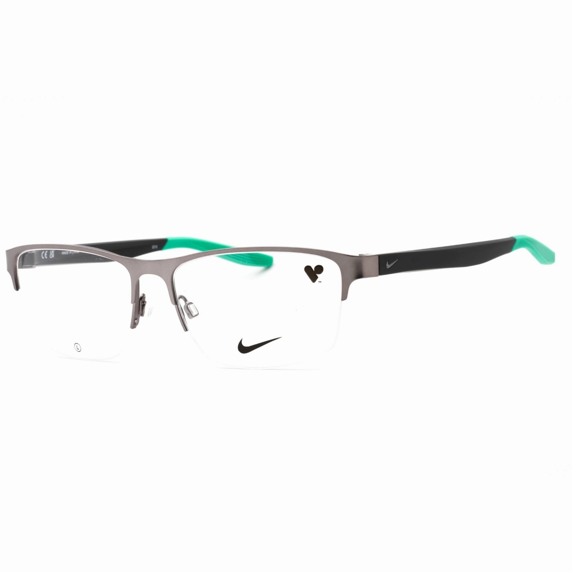 Nike Men's Eyeglasses - Satin Gunmetal/Matte Gridiron Half Rim Frame | NIKE 8153 073