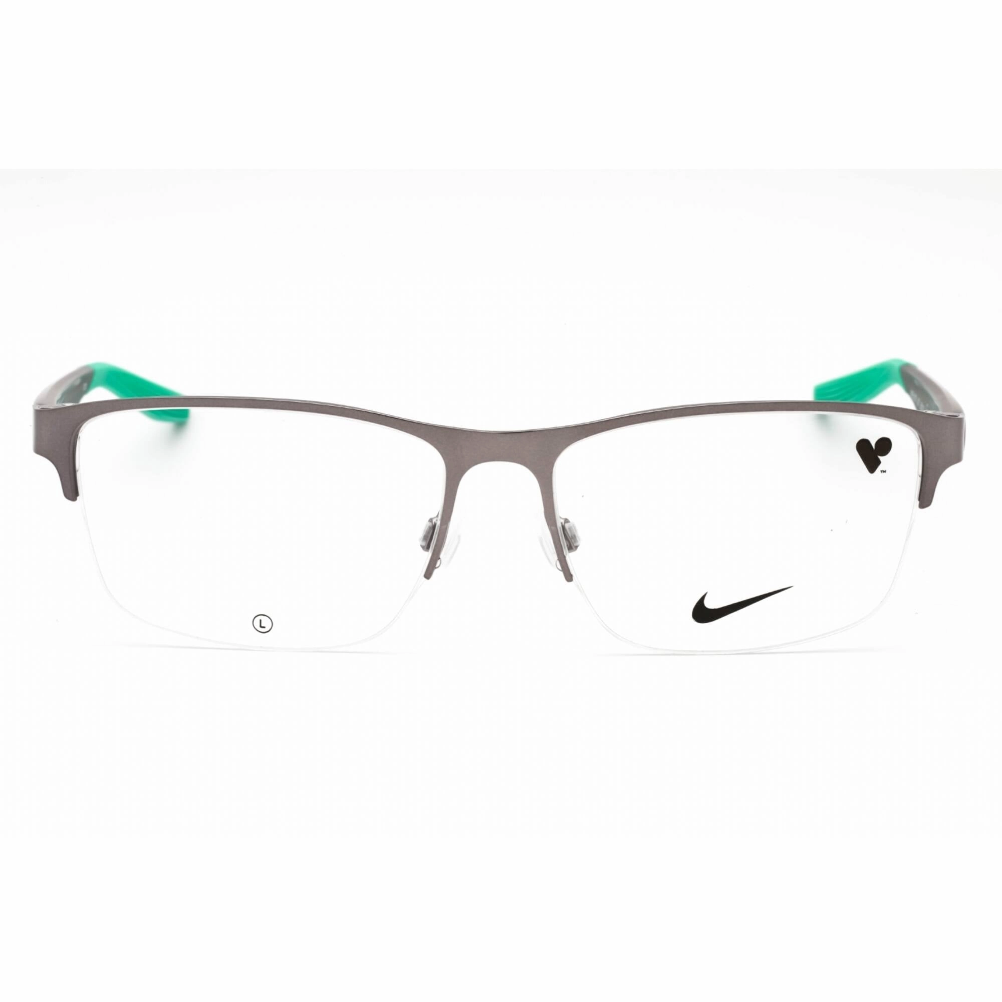 Nike Men's Eyeglasses - Satin Gunmetal/Matte Gridiron Half Rim Frame | NIKE 8153 073