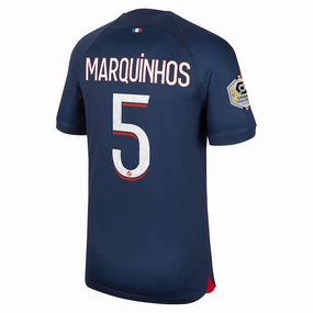 Nike Paris Saint-Germain Marquinhos Home Jersey w/ Ligue 1 Champions Patch 23/24 (Midnight Navy)