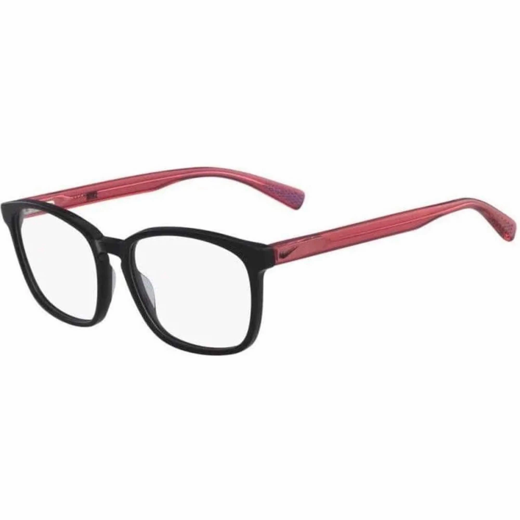 Nike Unisex Eyeglasses - Black Solar Red Plastic Square Frame Demo Lens | NIKE 5016 7