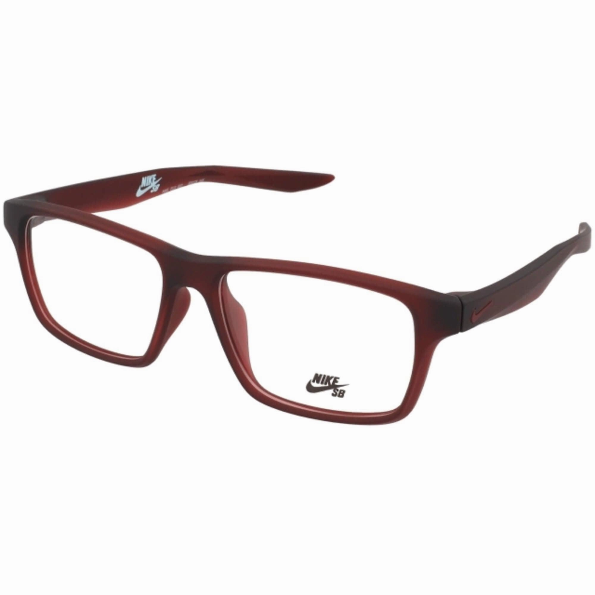 Nike Unisex Eyeglasses - Dark Red Plastic Square Frame Demo Lens | NIKE 7112 610
