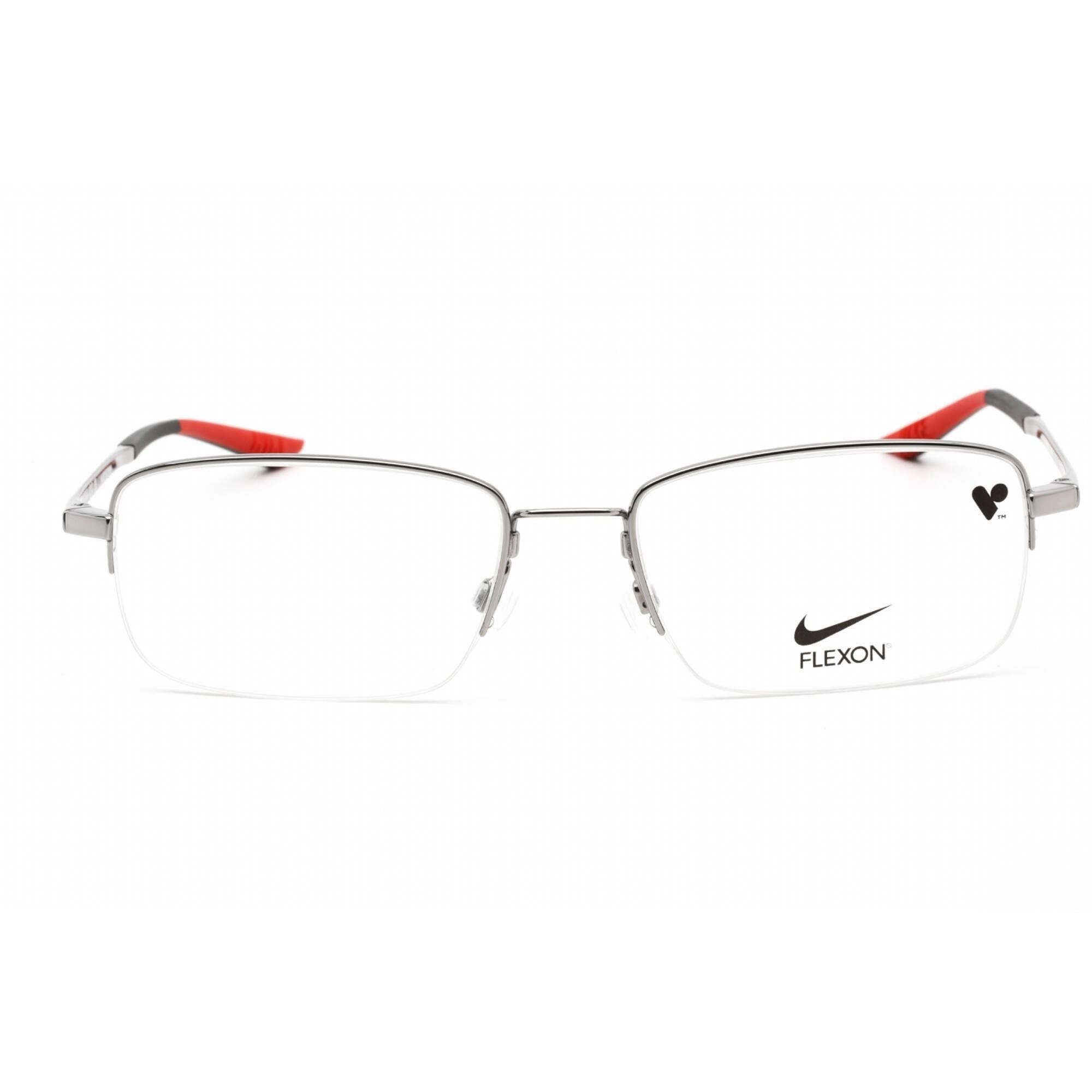 Nike Unisex Eyeglasses - Half Rim Gunmetal/Black Rectangular Frame | NIKE 4306 073