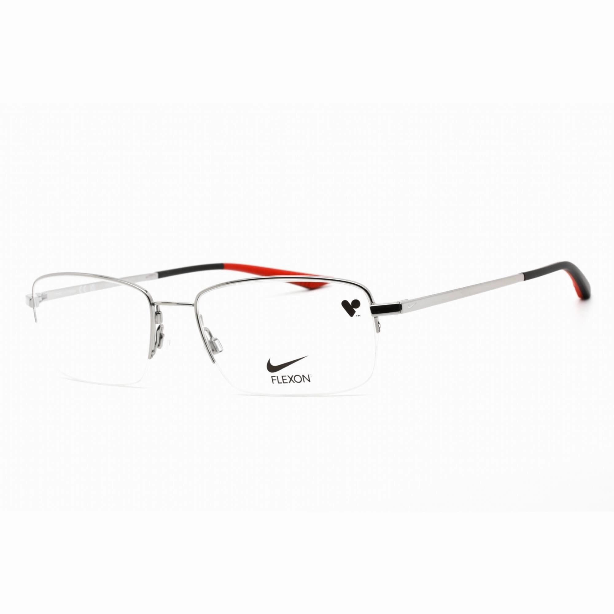 Nike Unisex Eyeglasses - Half Rim Gunmetal/Black Rectangular Frame | NIKE 4306 073