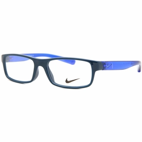 Nike Unisex Eyeglasses - Midnight Turq/Racer Blue Plastic Frame, 50 mm | NIKE 5090 406