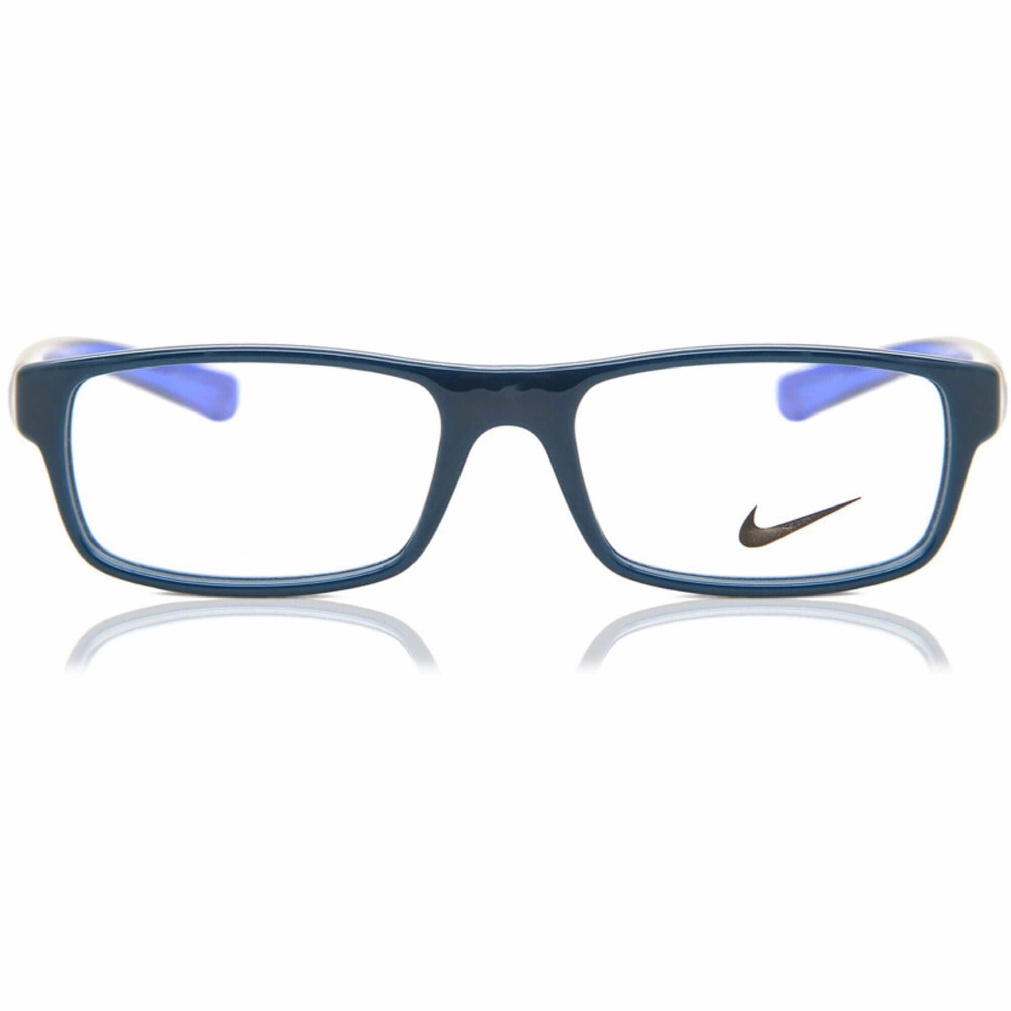 Nike Unisex Eyeglasses - Midnight Turq/Racer Blue Plastic Frame, 50 mm | NIKE 5090 406