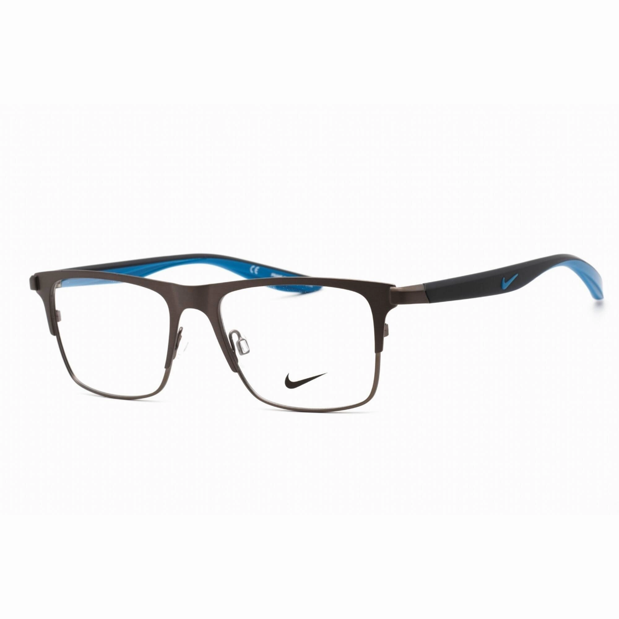 Nike Unisex Eyeglasses - Rectangular Brushed Gunmetal Metal Frame | NIKE 8150 070