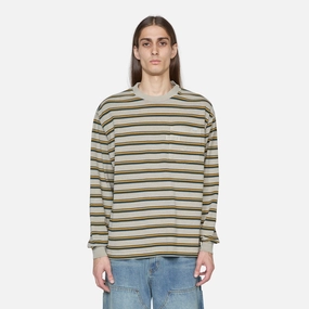 Pigment Dyed Border Longsleeve T-Shirt Beige