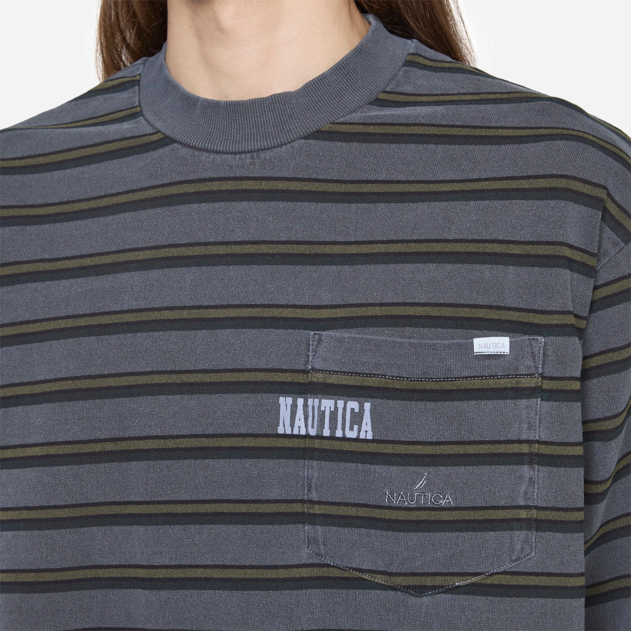 Pigment Dyed Border Longsleeve T-Shirt Navy