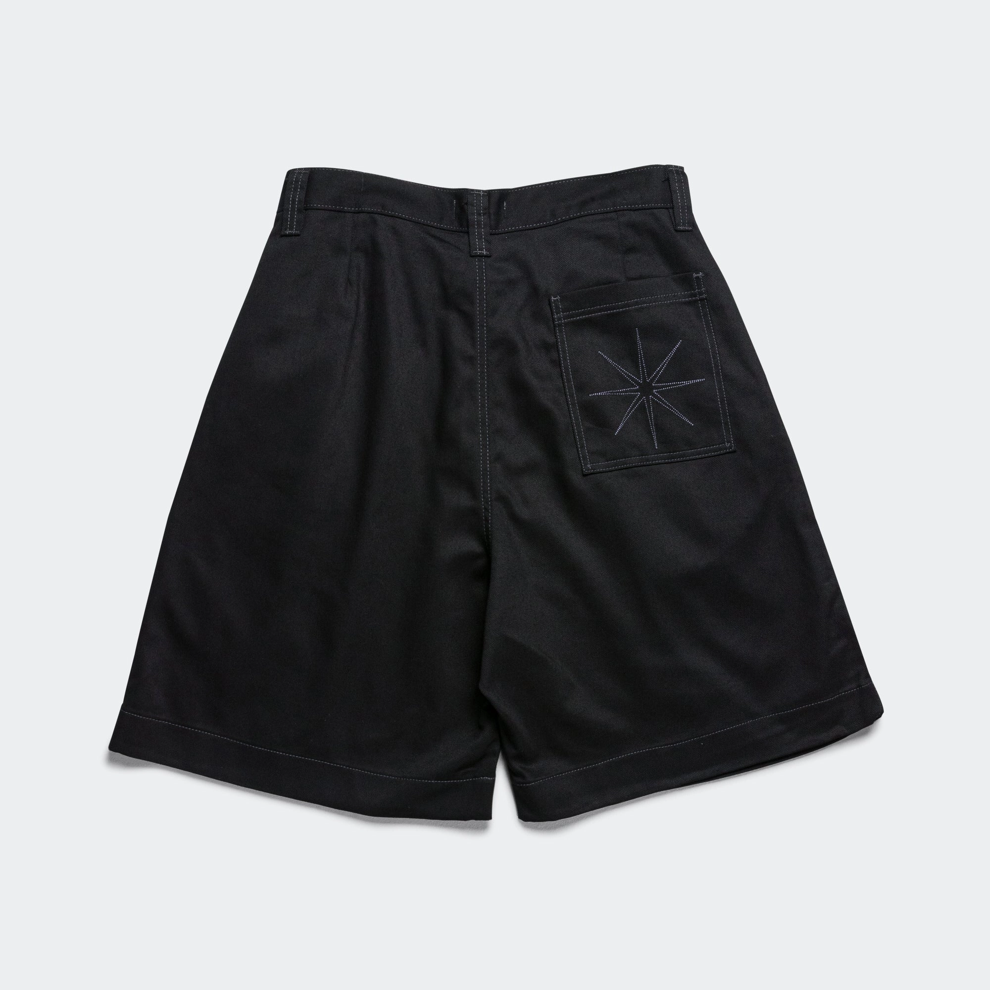 Pleated Oversized Shorts - Black/Charcoal