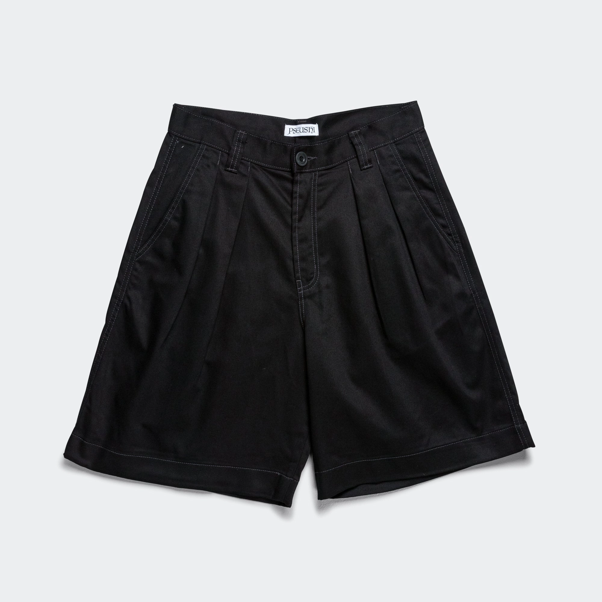 Pleated Oversized Shorts - Black/Charcoal