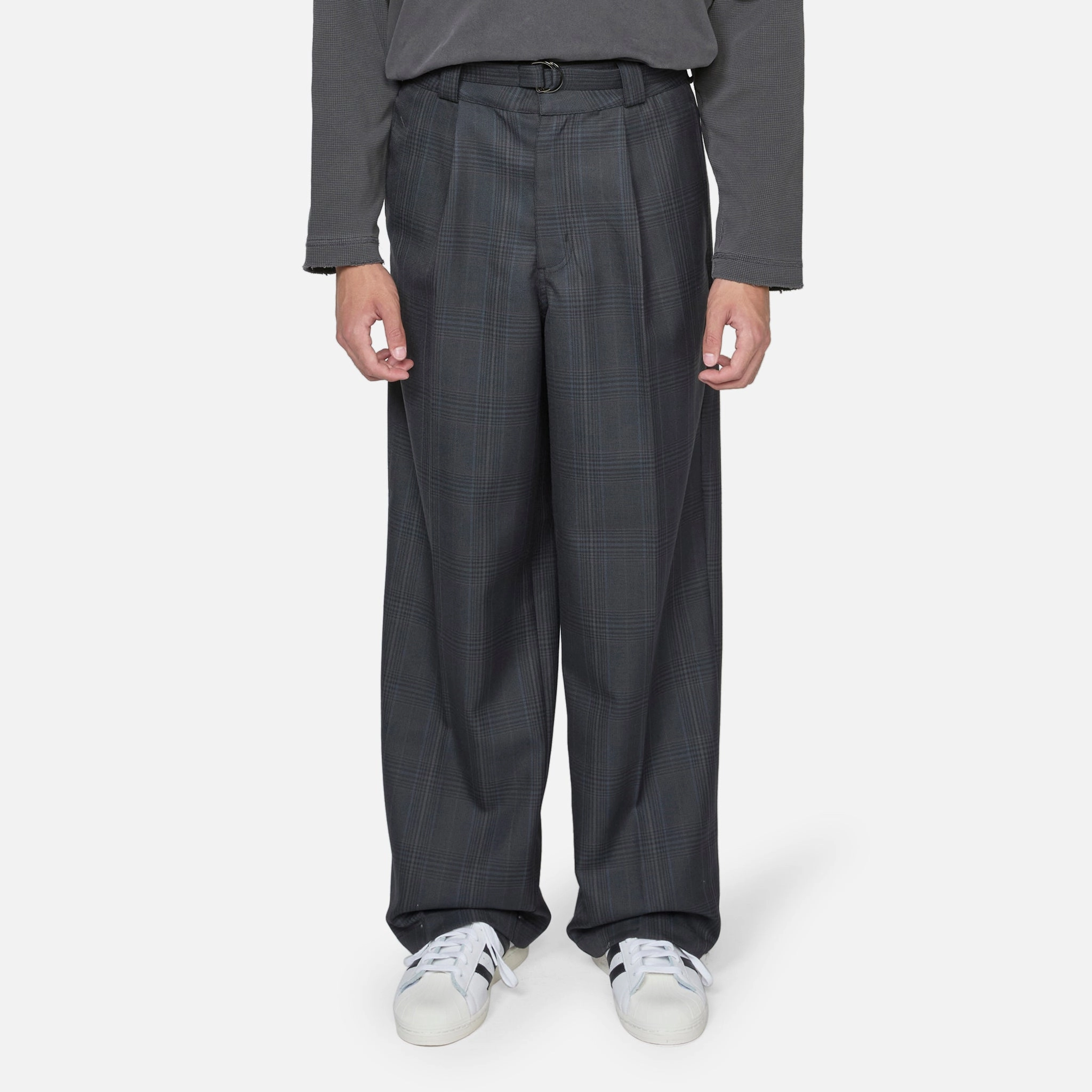 Pleated Suit Pant Dark Plaid