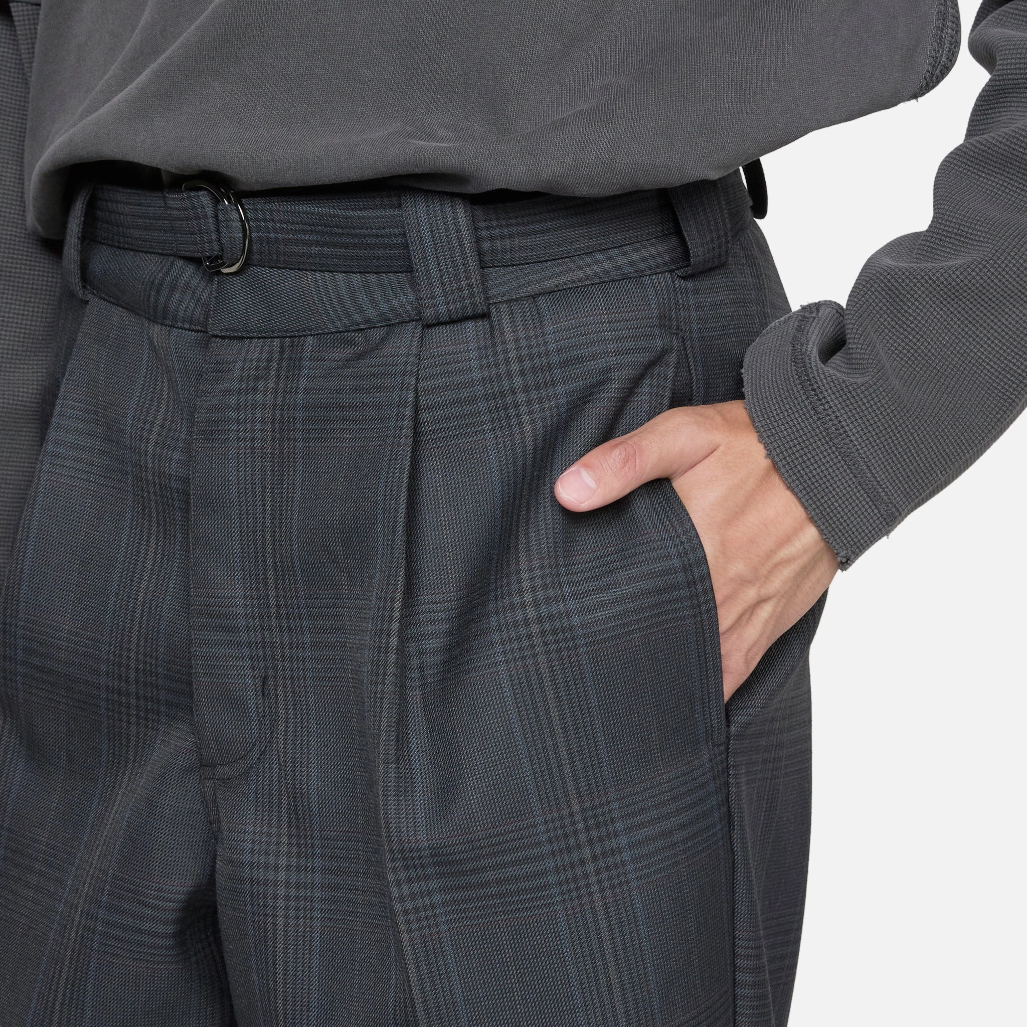 Pleated Suit Pant Dark Plaid