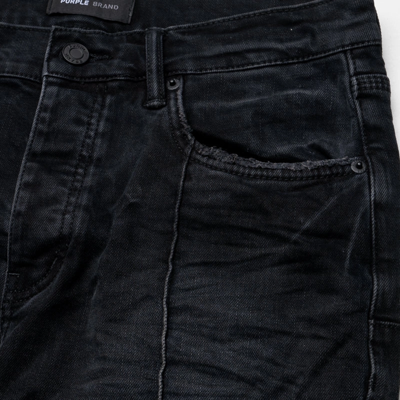 Purple Brand Low Rise Flared Leg Pintuck Flare Overdye Jean - Black