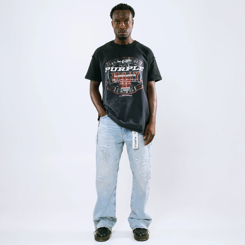 Purple Brand Mid Rise Baggy Leg Tearaway Vintage Jean - Light Indigo
