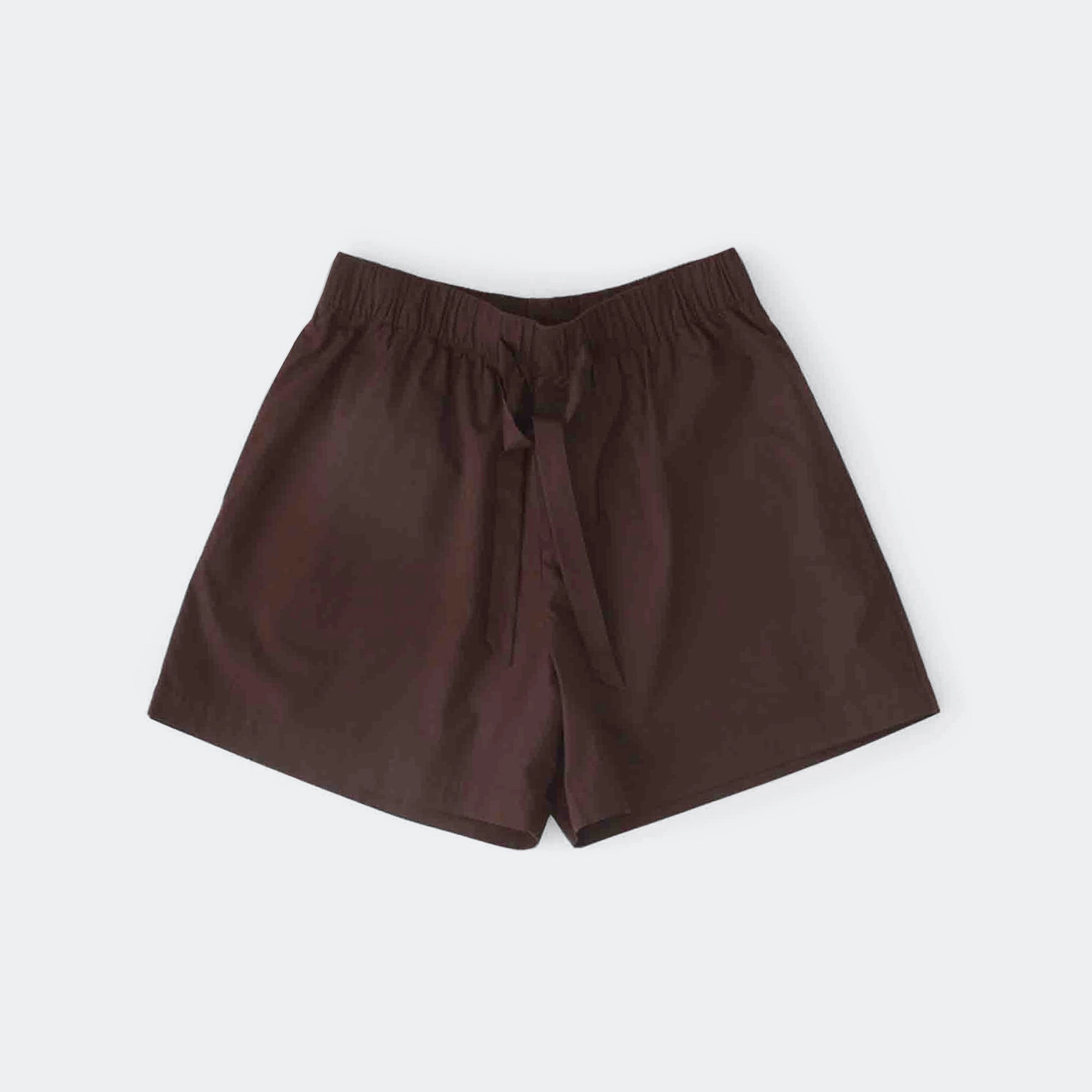 Pyjama Shorts - Coffee Cotton Poplin