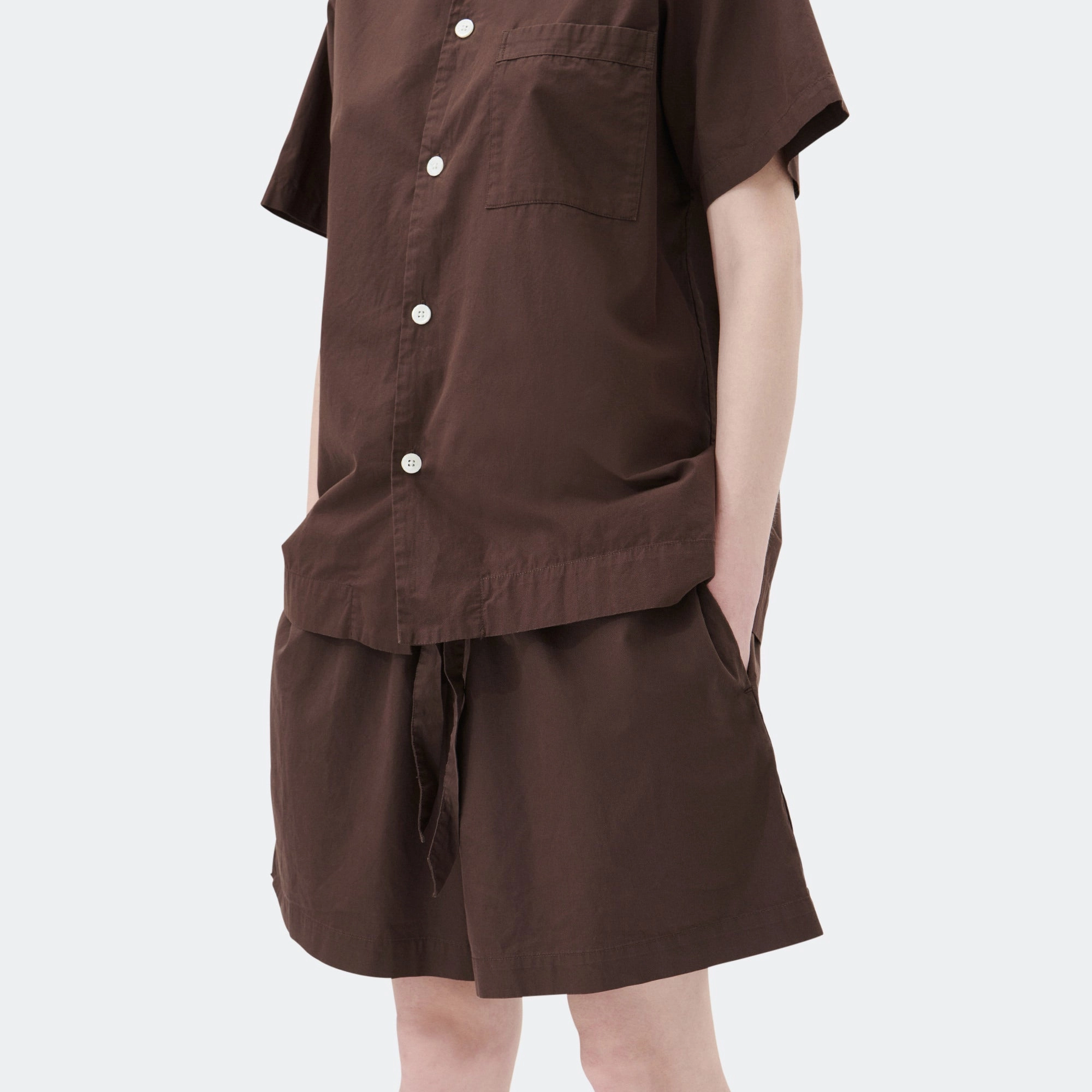 Pyjama Shorts - Coffee Cotton Poplin