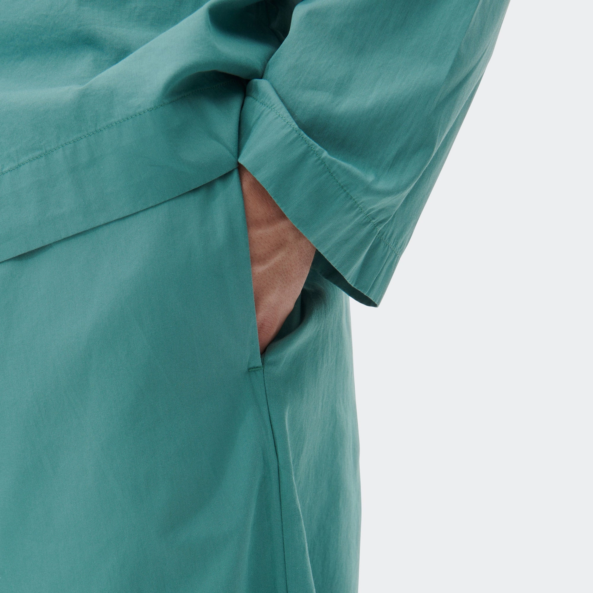 Pyjama Shorts - Vintage Green Cotton Poplin