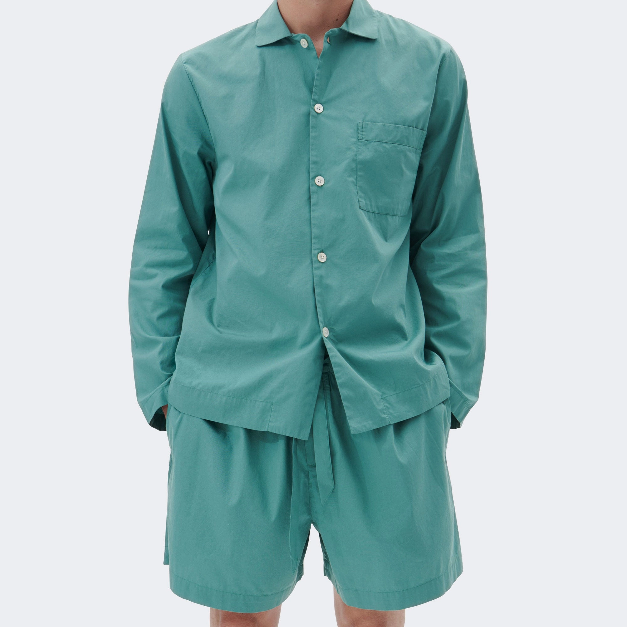 Pyjama Shorts - Vintage Green Cotton Poplin