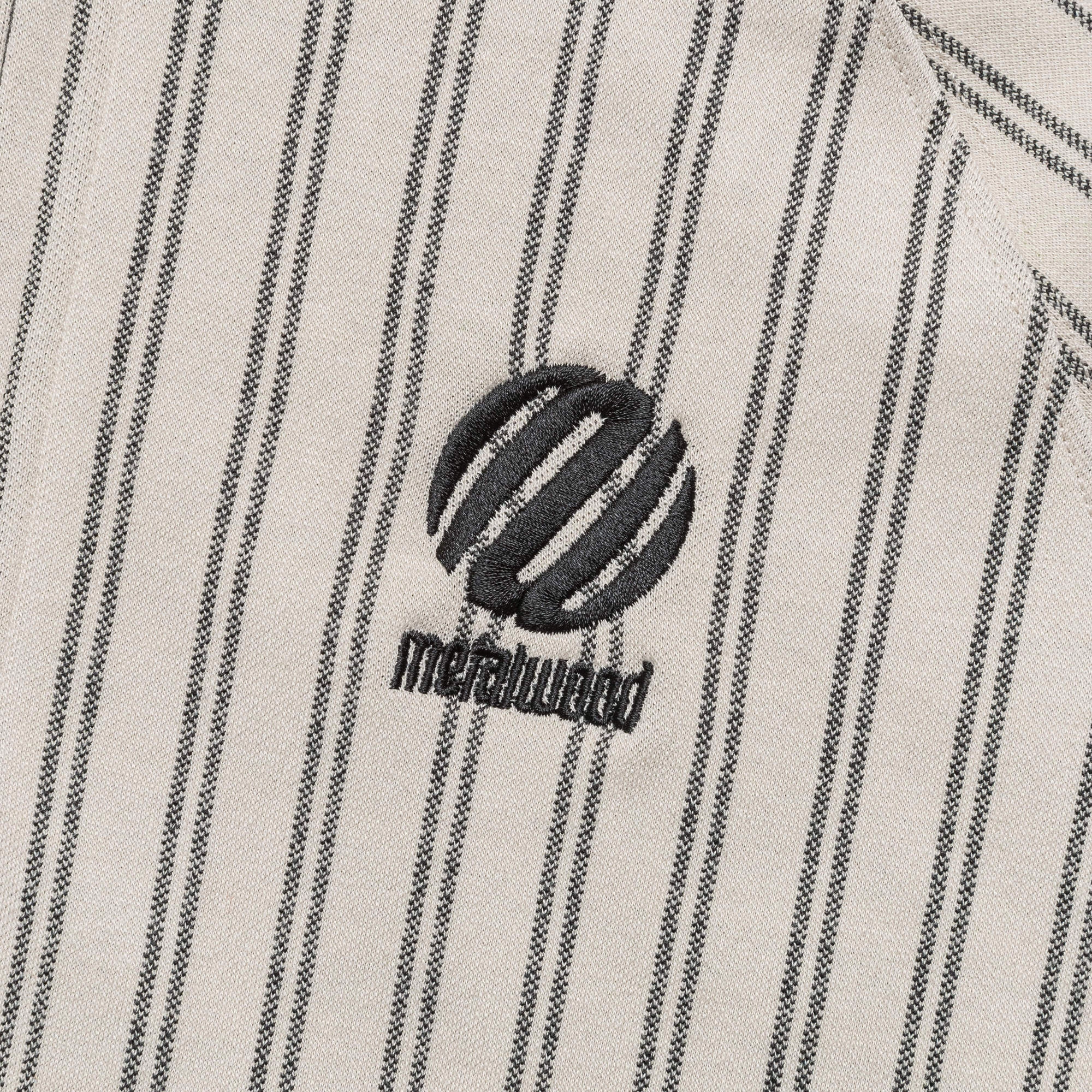 Ribbed LS Striped Polo - Tan