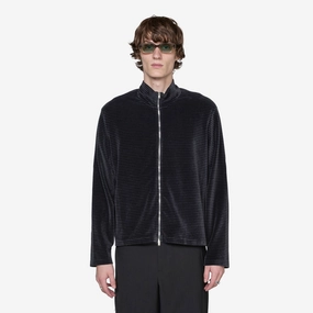 Shrunken Full Zip Polo Phantom Stripe Velour