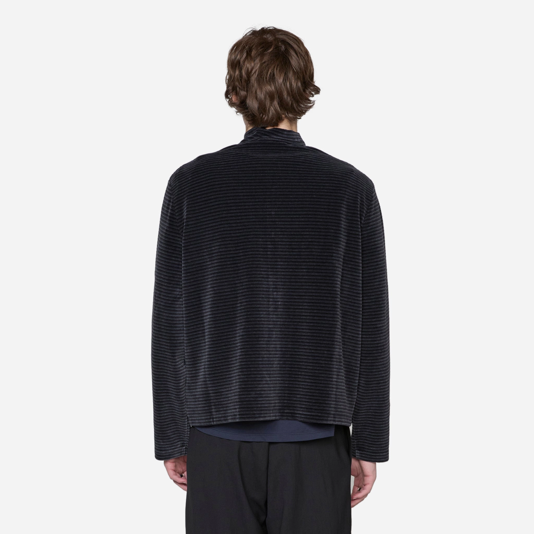 Shrunken Full Zip Polo Phantom Stripe Velour