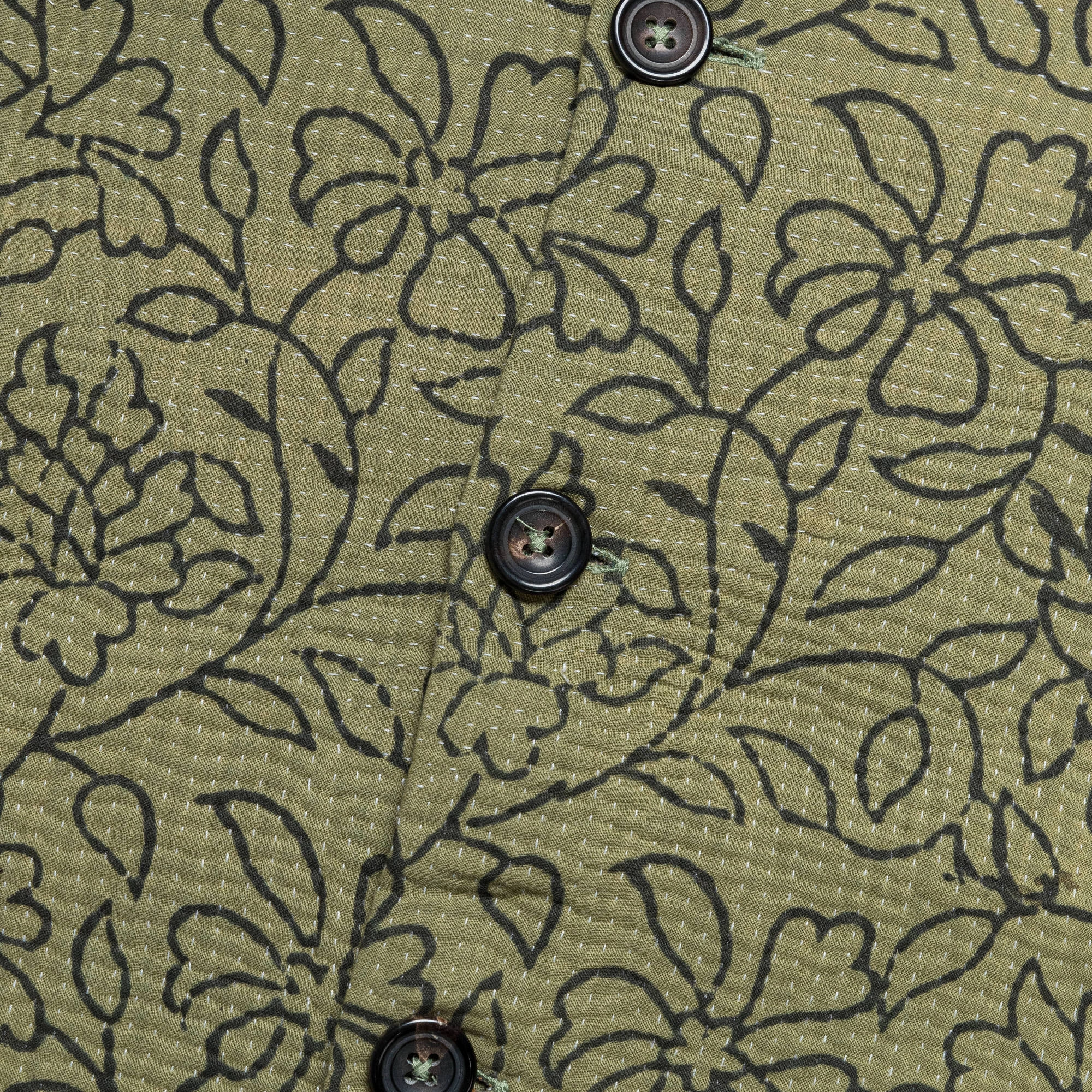 Vintage Kantha Jacket - Olive/Black X-Large