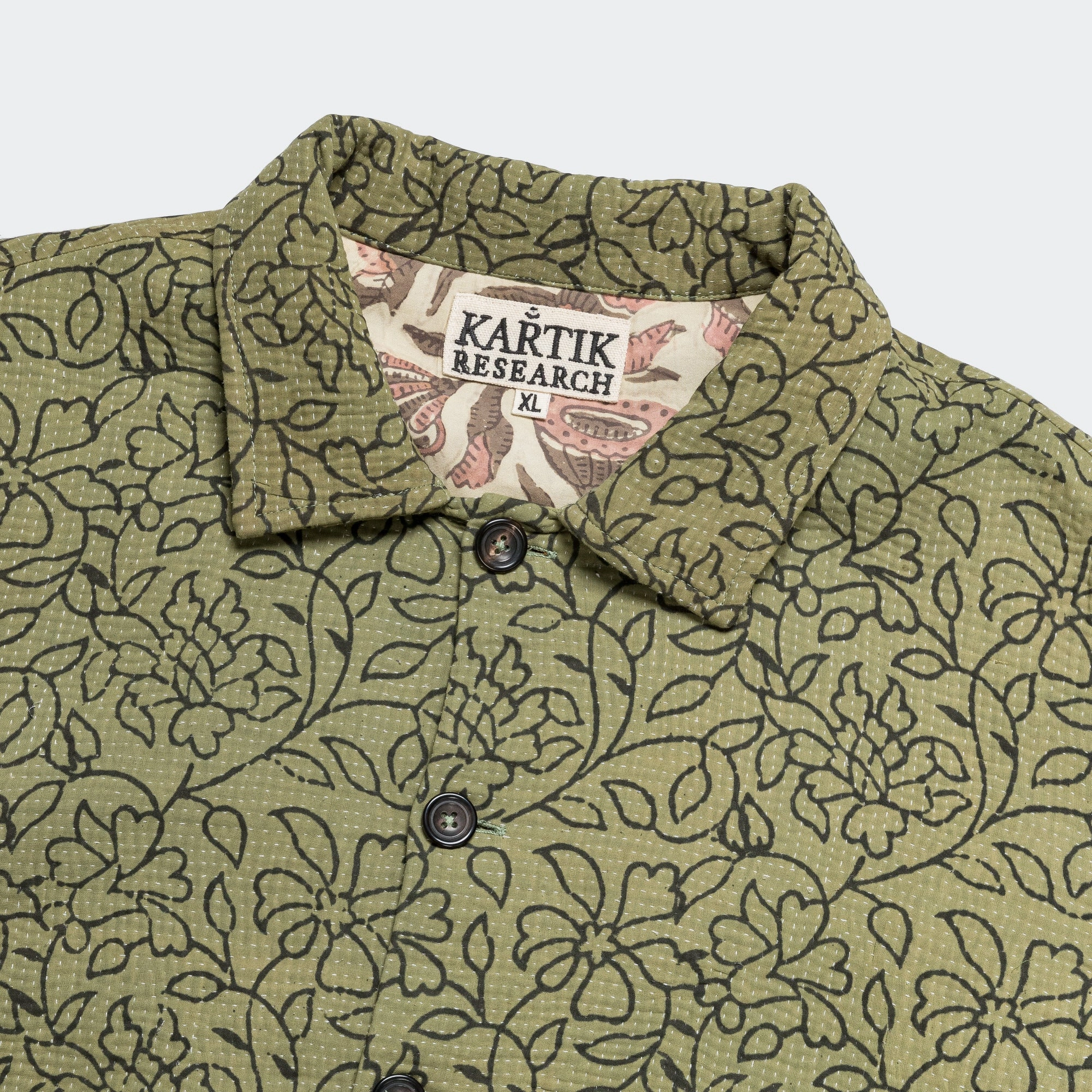 Vintage Kantha Jacket - Olive/Black X-Large